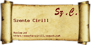 Szente Cirill névjegykártya
